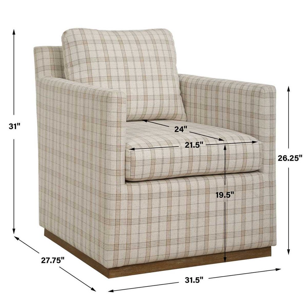 Basie Swivel Chair - Natural Oak and Linen