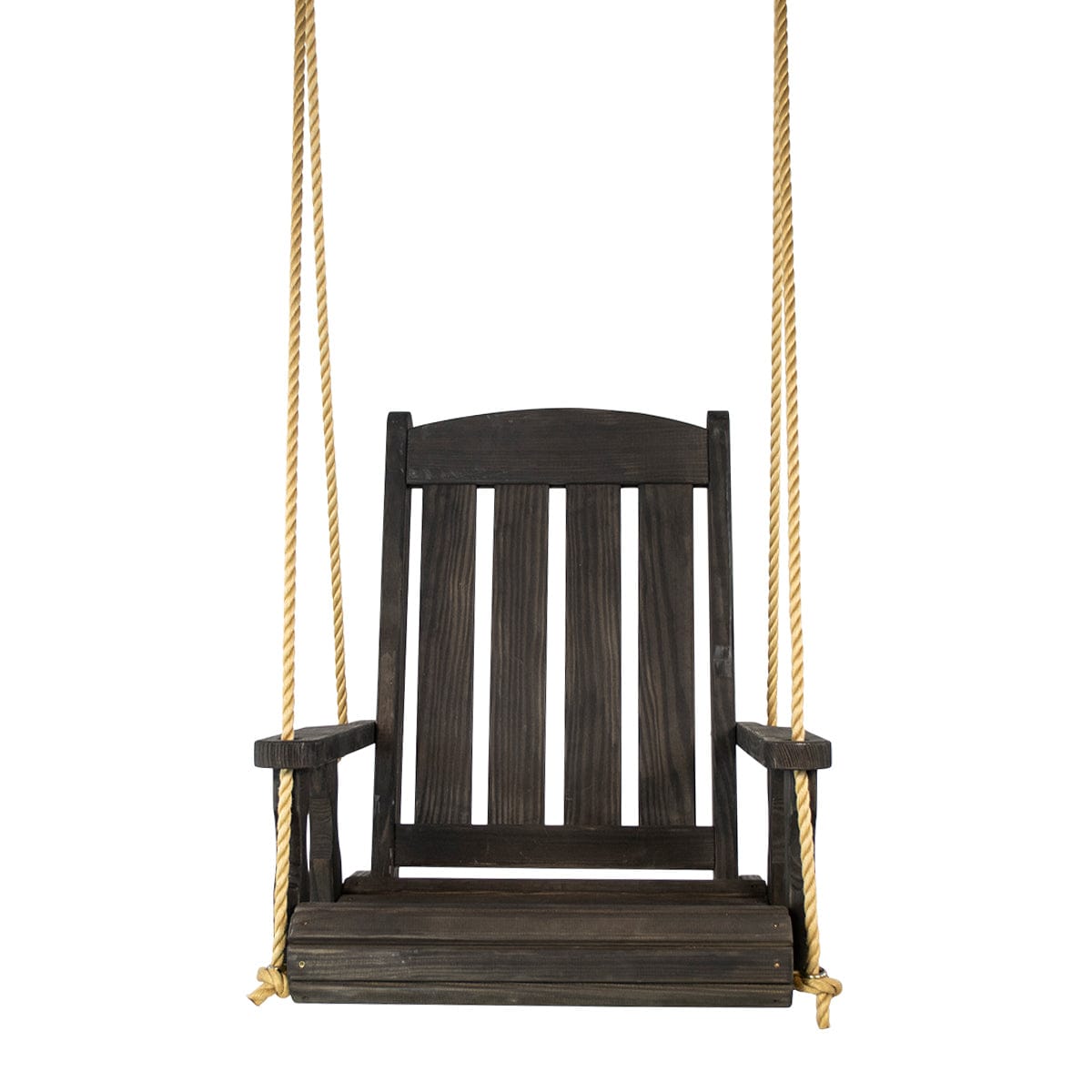 Amish Casual Heavy Duty Outdoor Wood Swing Chair in Black Stain