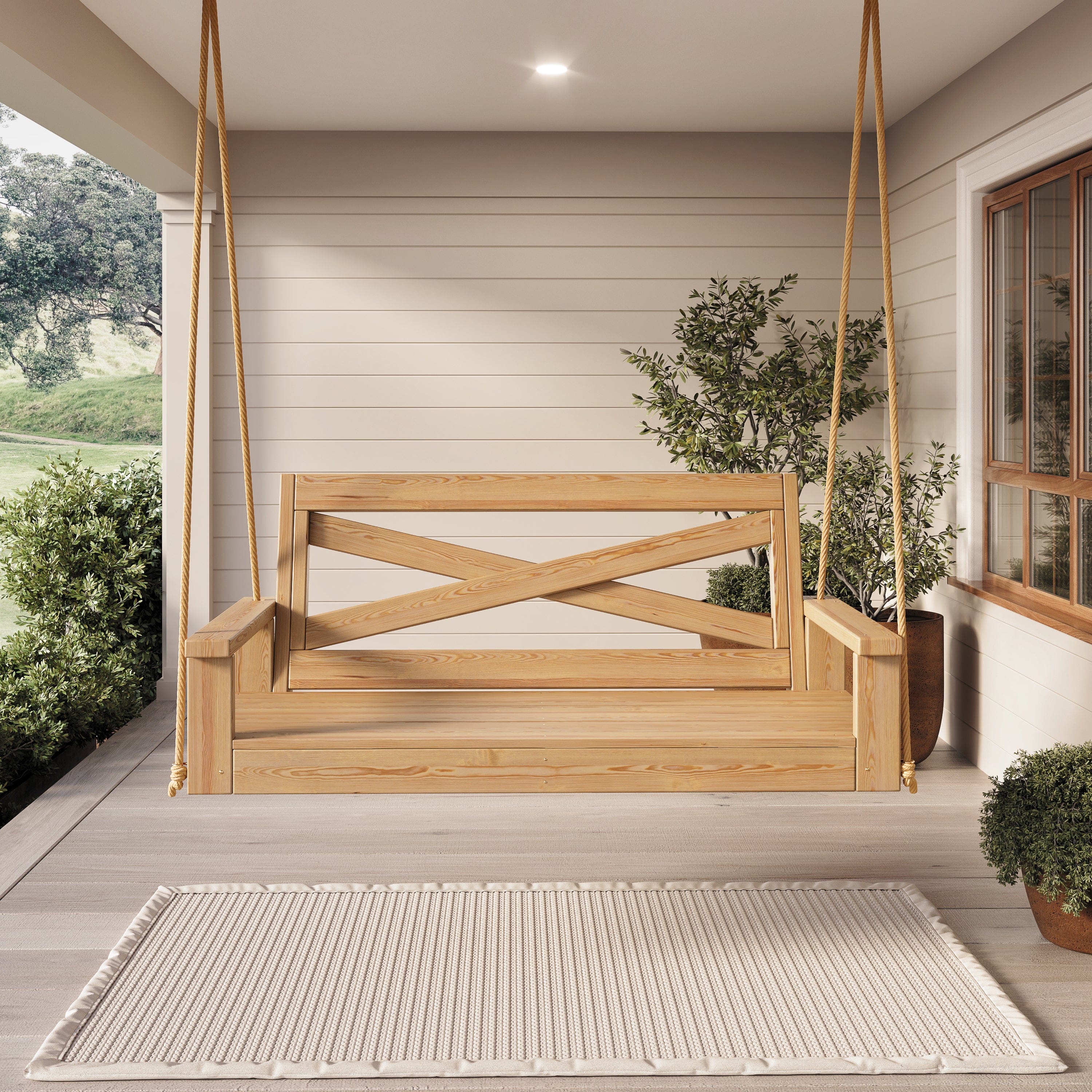 Porchgate Amish Heavy Duty 700 Lb 5-Foot Boardwalk Porch Swing - Tricorn Black