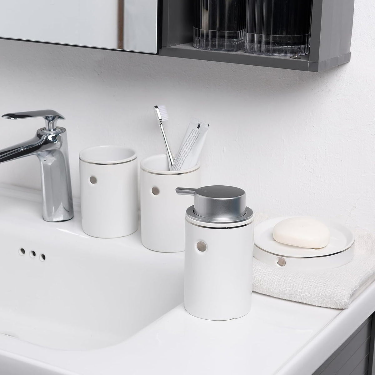 BosilunLife Nordic Tranquility 4-Piece Bathroom Set Recycled Ceramic Eco-Clay