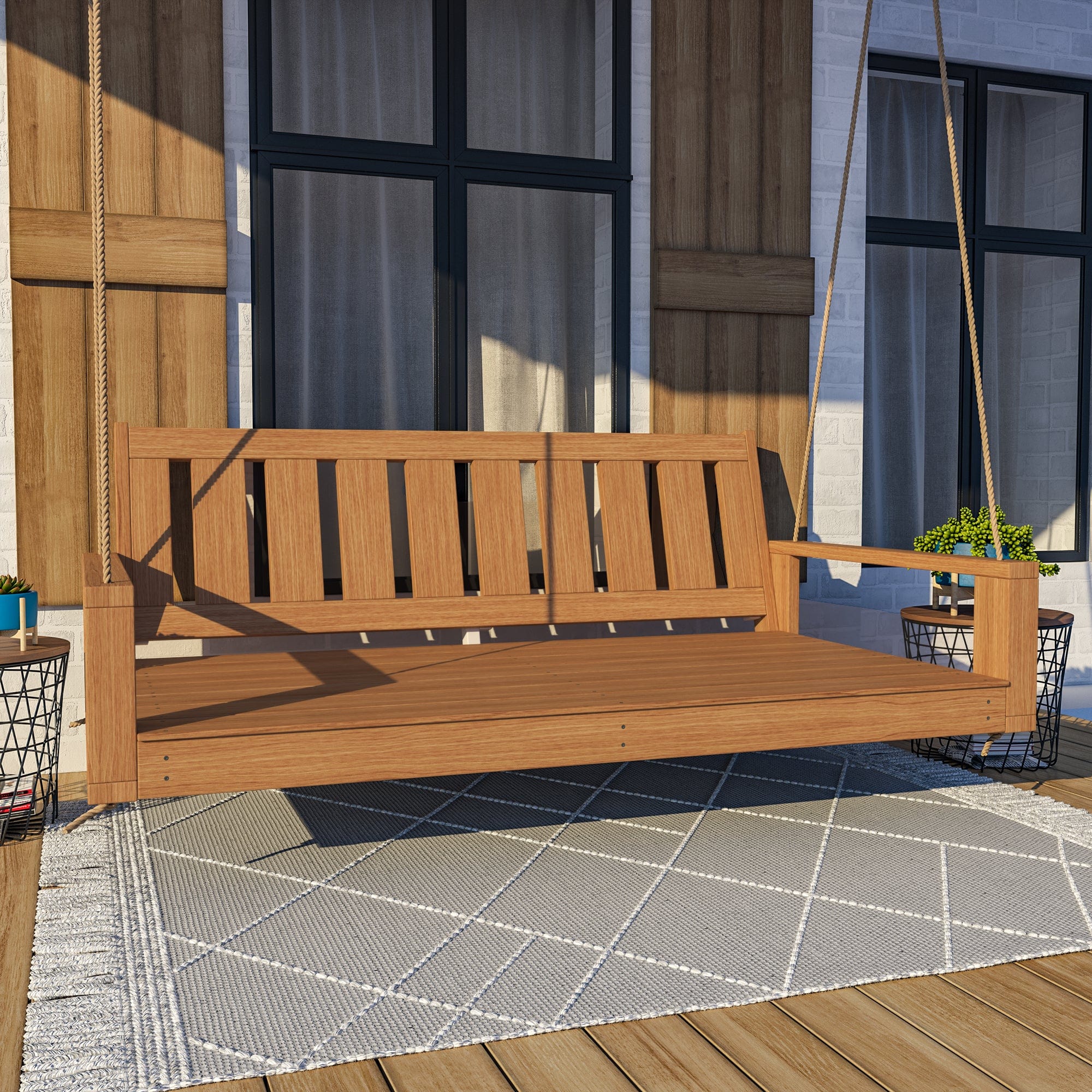 Amish Casual 4 Foot Uptown Porch Swing Bed in Cedar Stain