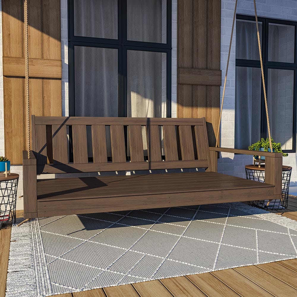 Amish Casual 4 Foot Uptown Porch Swing Bed in Clearcoat Oak Stain