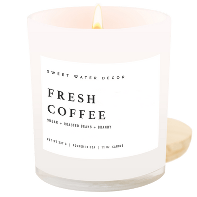 Fresh Coffee Soy Candle - White Jar - 11 oz