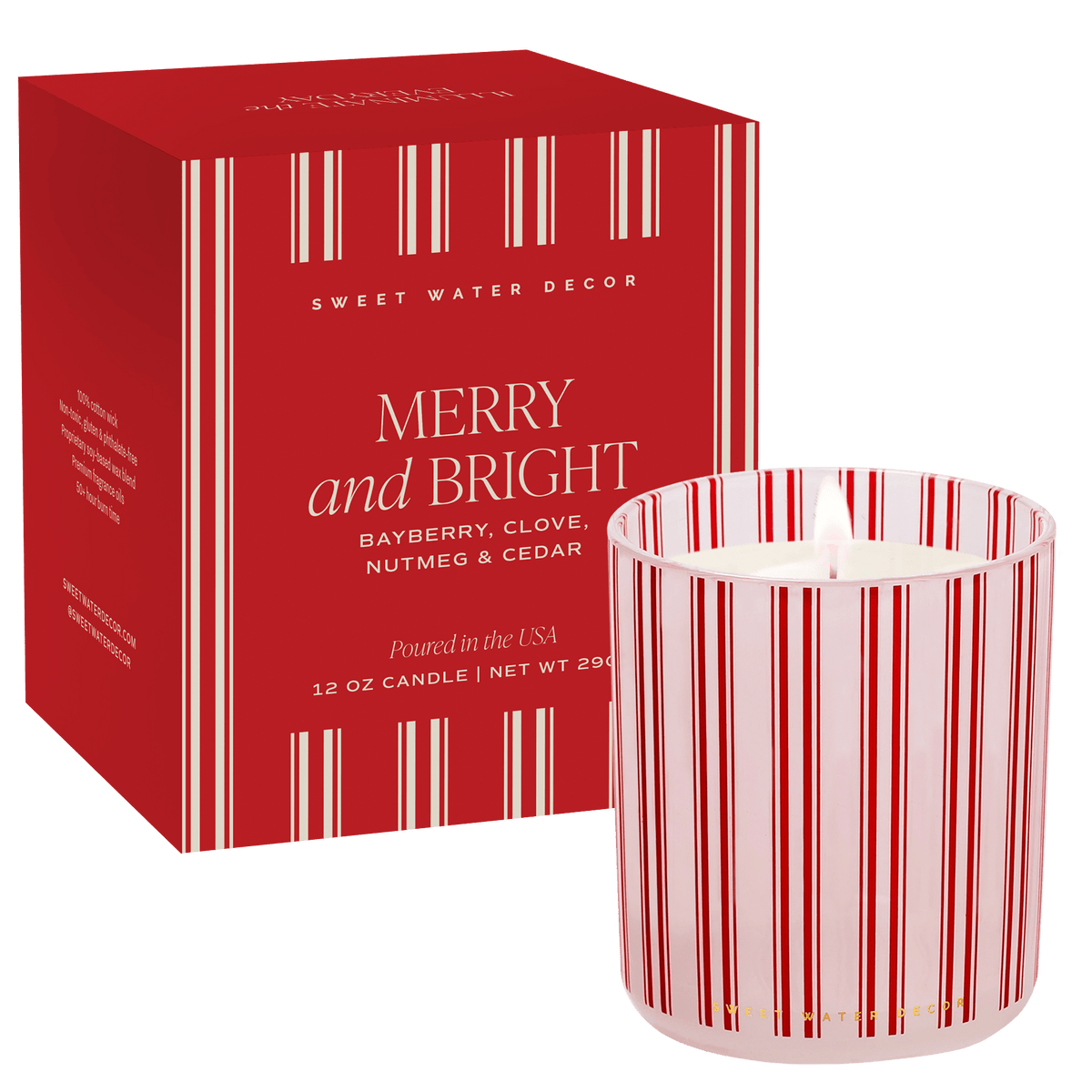 Merry and Bright Soy Candle - Boxed Tinted Glass Jar - 12 oz