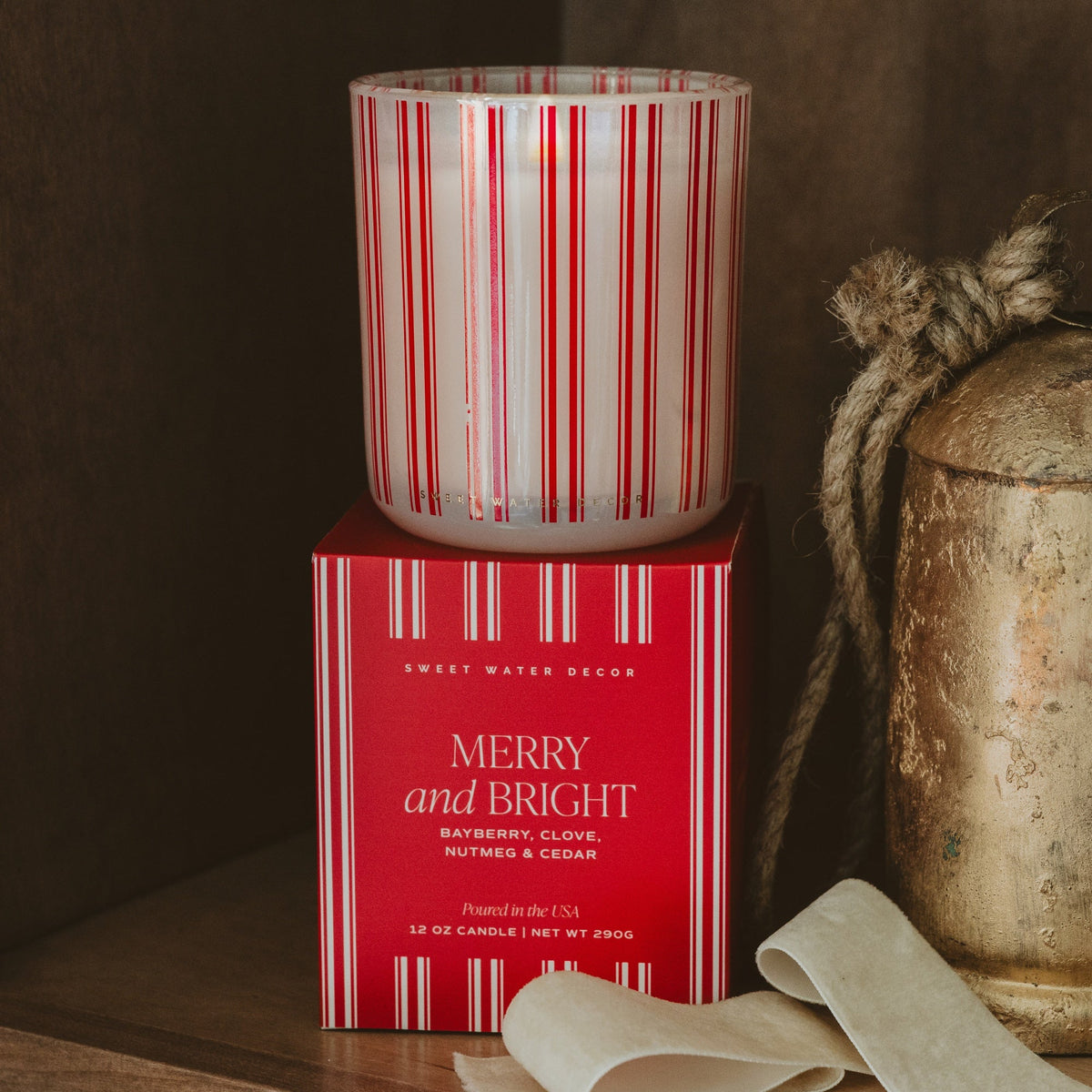 Merry and Bright Soy Candle - Boxed Tinted Glass Jar - 12 oz