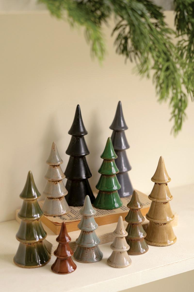 Ceramic Christmas Trees - Set of 10