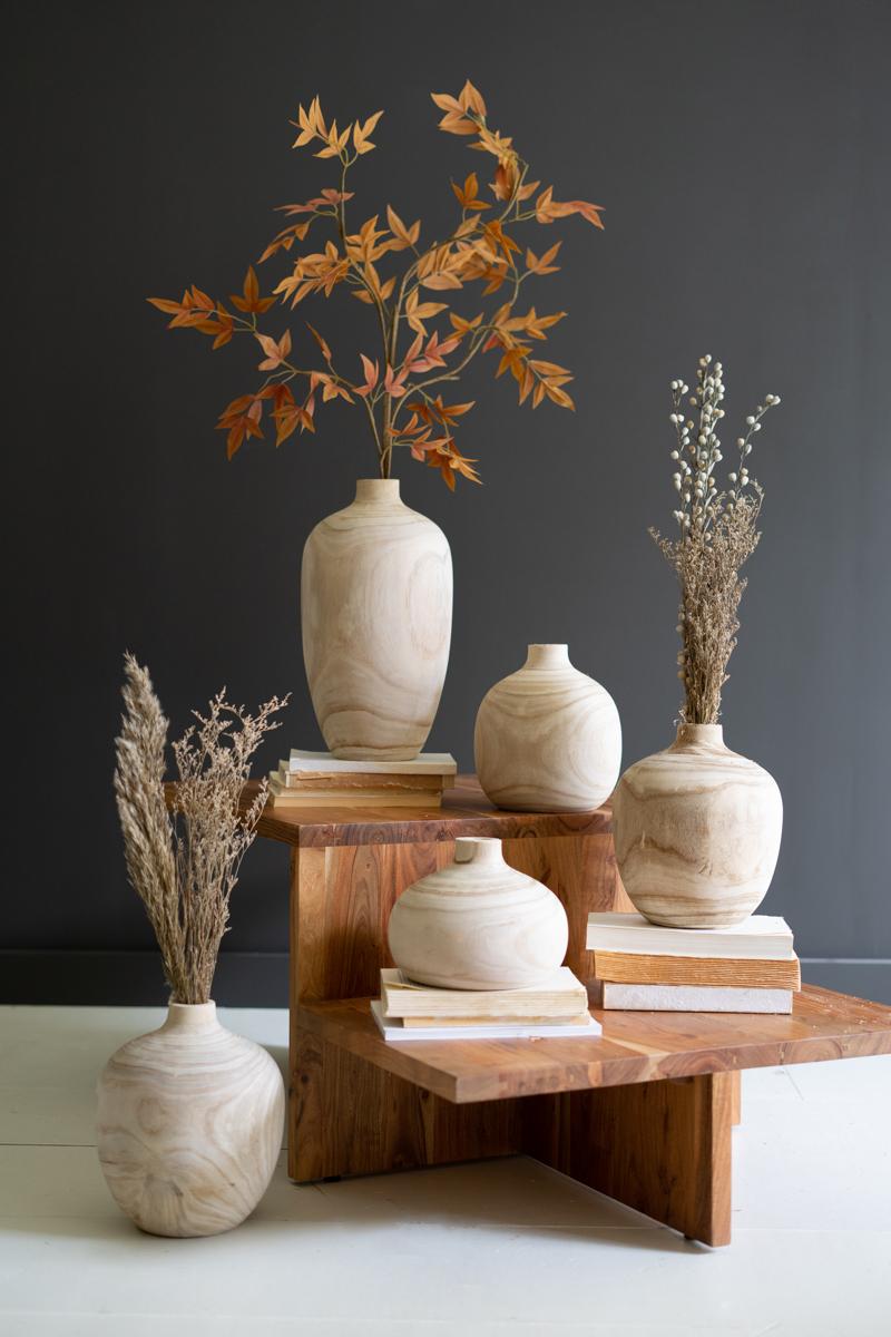 Turned Wood Bulb Vases - Set of 5