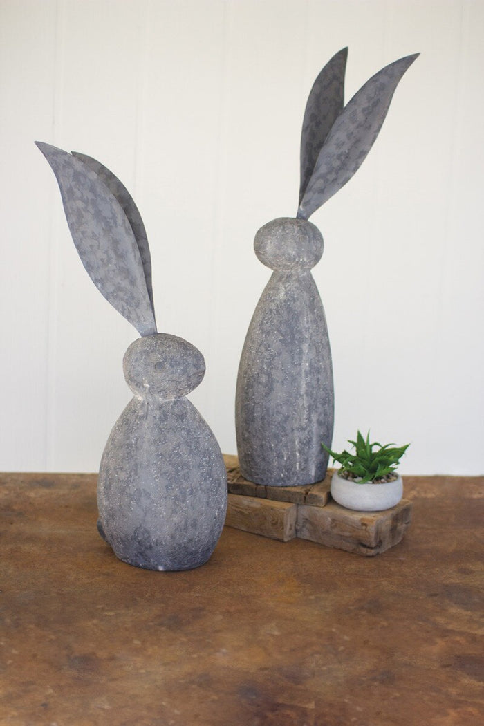 Short Faux Stone Rabbit w/ Long Metal Ears