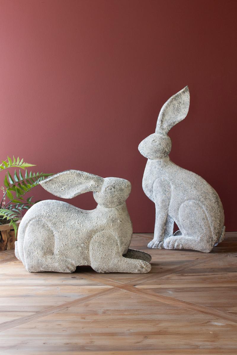 Rustic Metal Rabbits - Set of 2