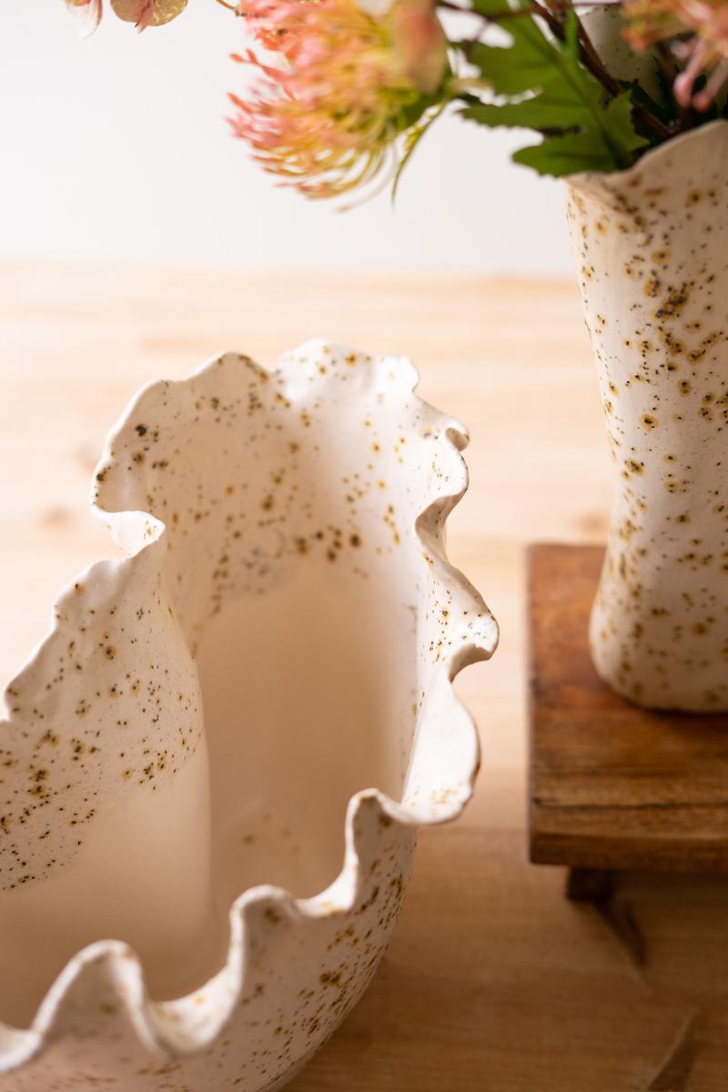 Ceramic Rustic Edge Speckle Vases - Set of 2