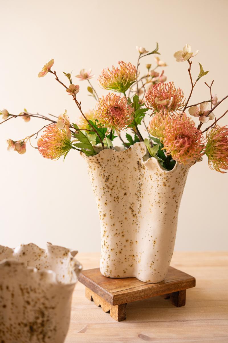 Ceramic Rustic Edge Speckle Vases - Set of 2