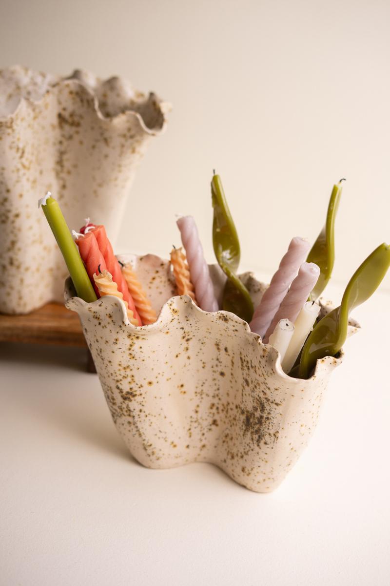 Ceramic Rustic Edge Speckle Vases - Set of 2