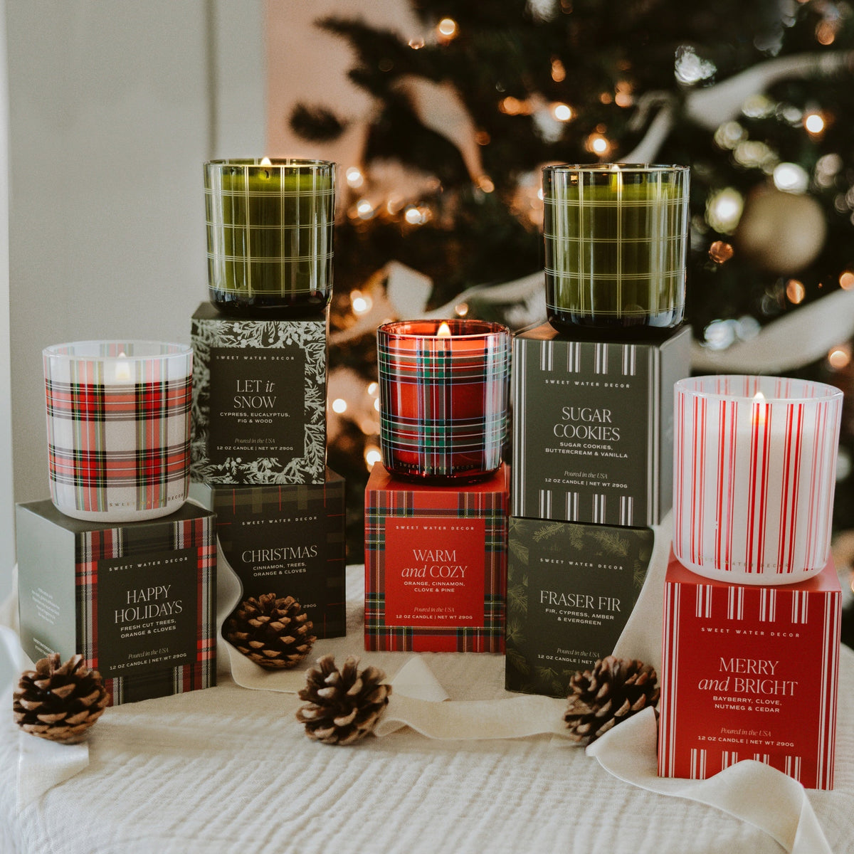Happy Holidays Soy Candle - Boxed Tinted Glass Jar - 12 oz (Christmas)
