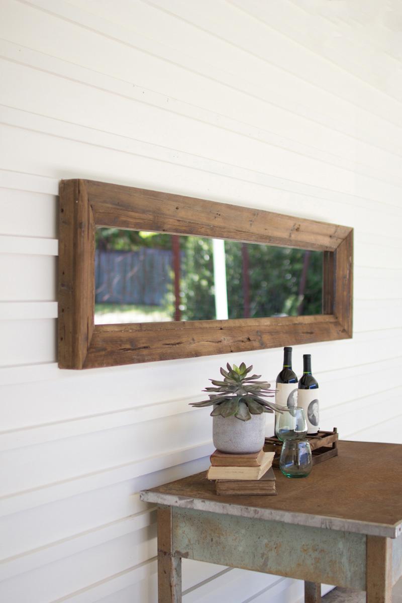 Long Recycled Wood Frame Mirror