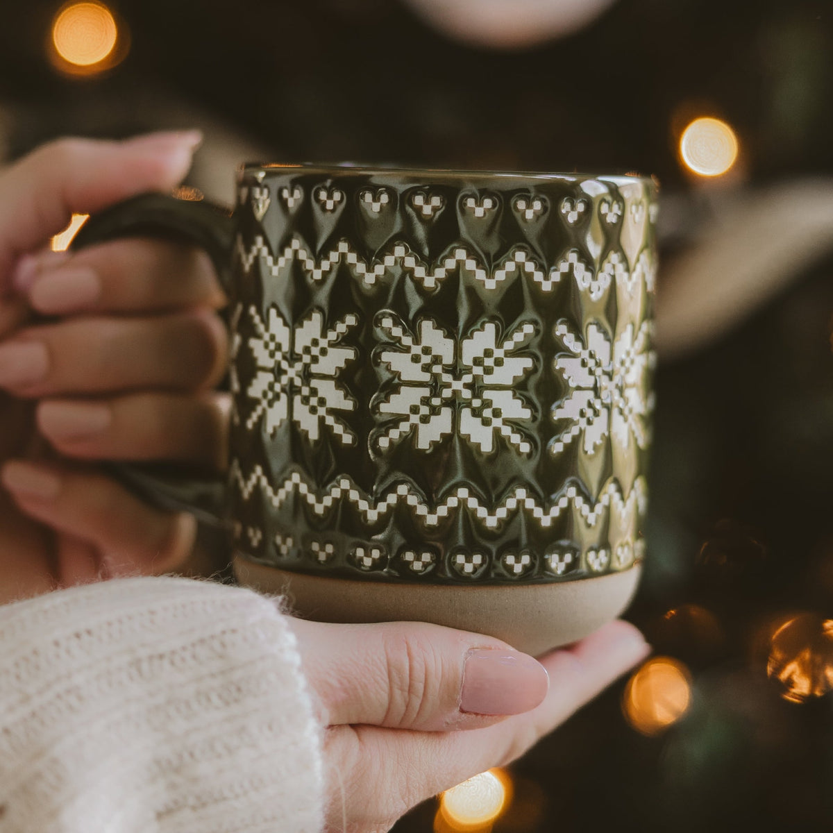 Green Fair Isle Sweater 14 oz Stoneware Coffee Mug