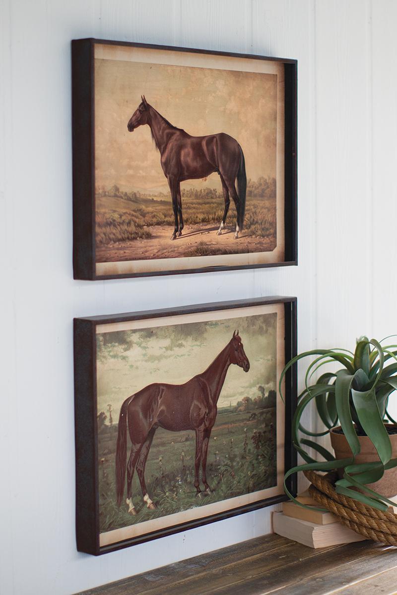 Horse Prints Under Glass - Set of 2