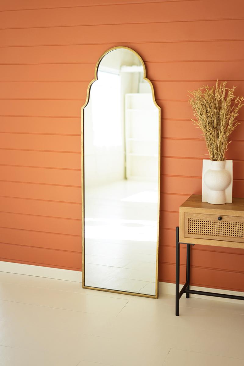 Large Arched Brass Frame Mirror