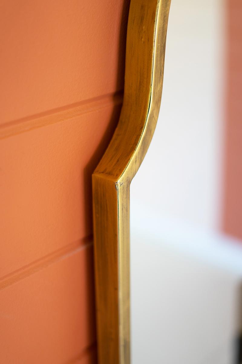 Large Arched Brass Frame Mirror