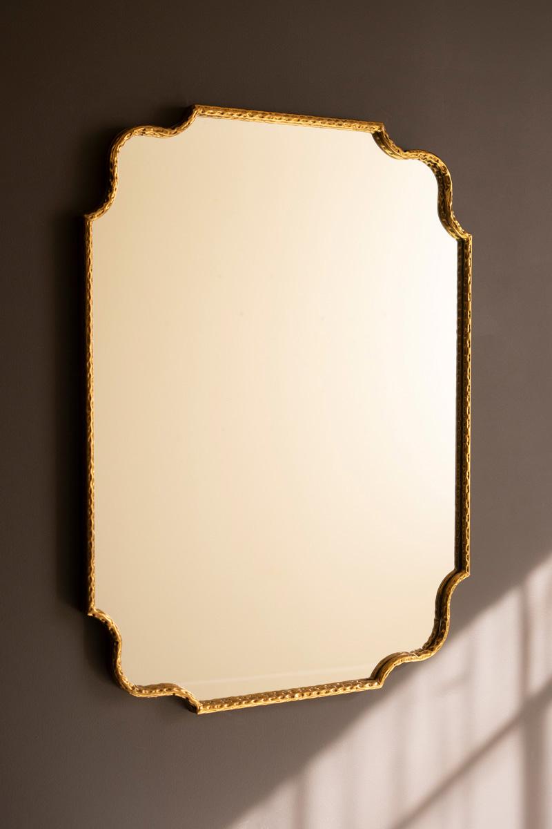 Scalloped Hammered Brass Mirror