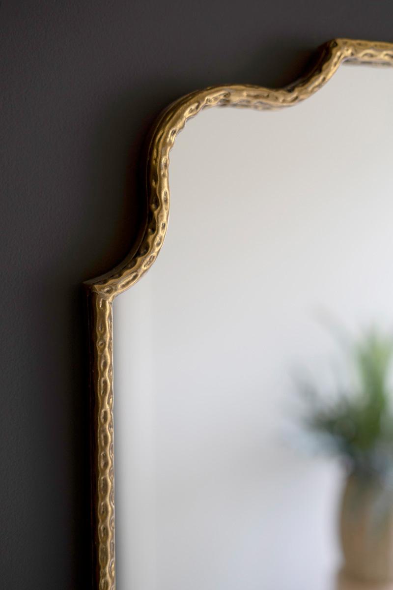 Scalloped Hammered Brass Mirror