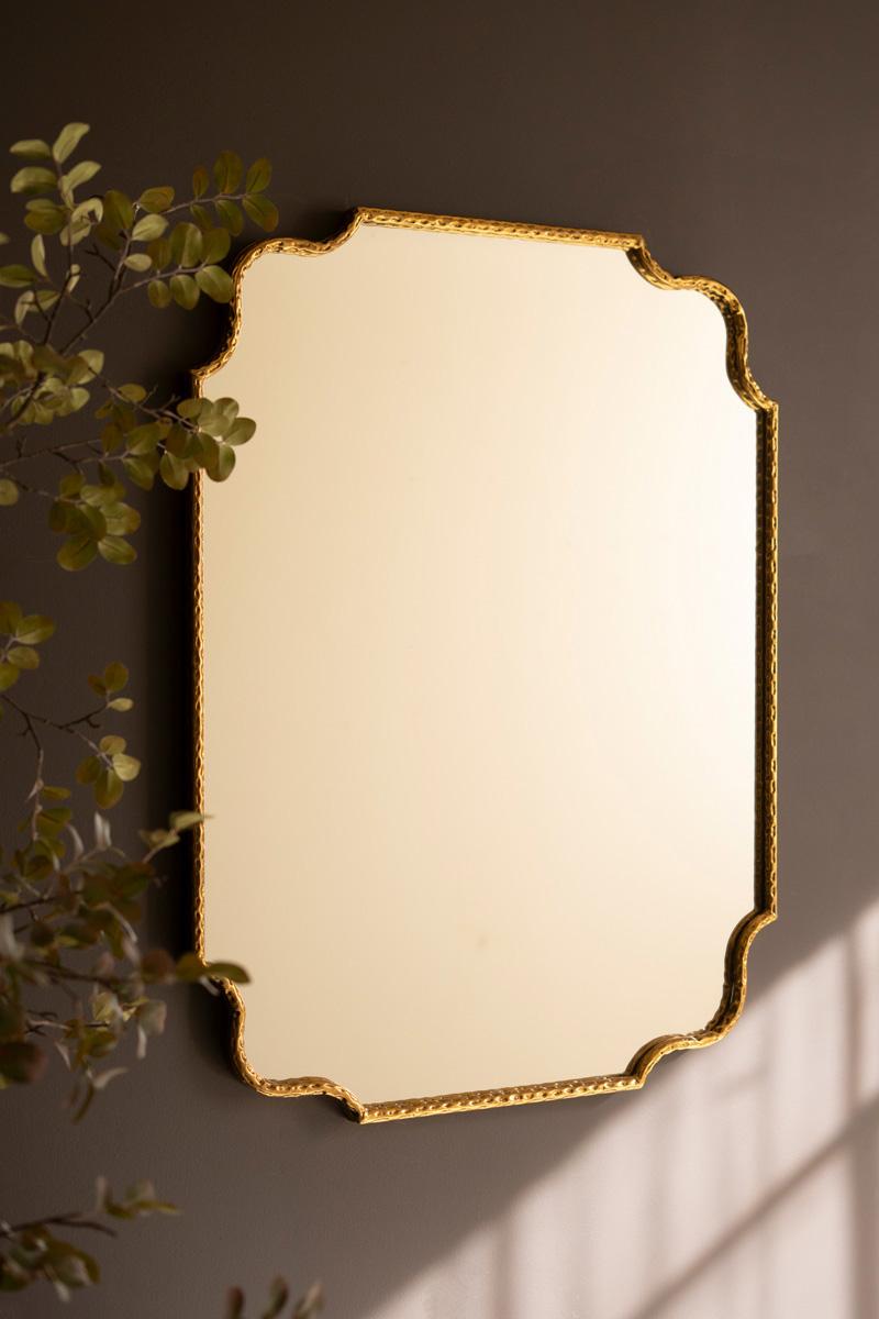Scalloped Hammered Brass Mirror