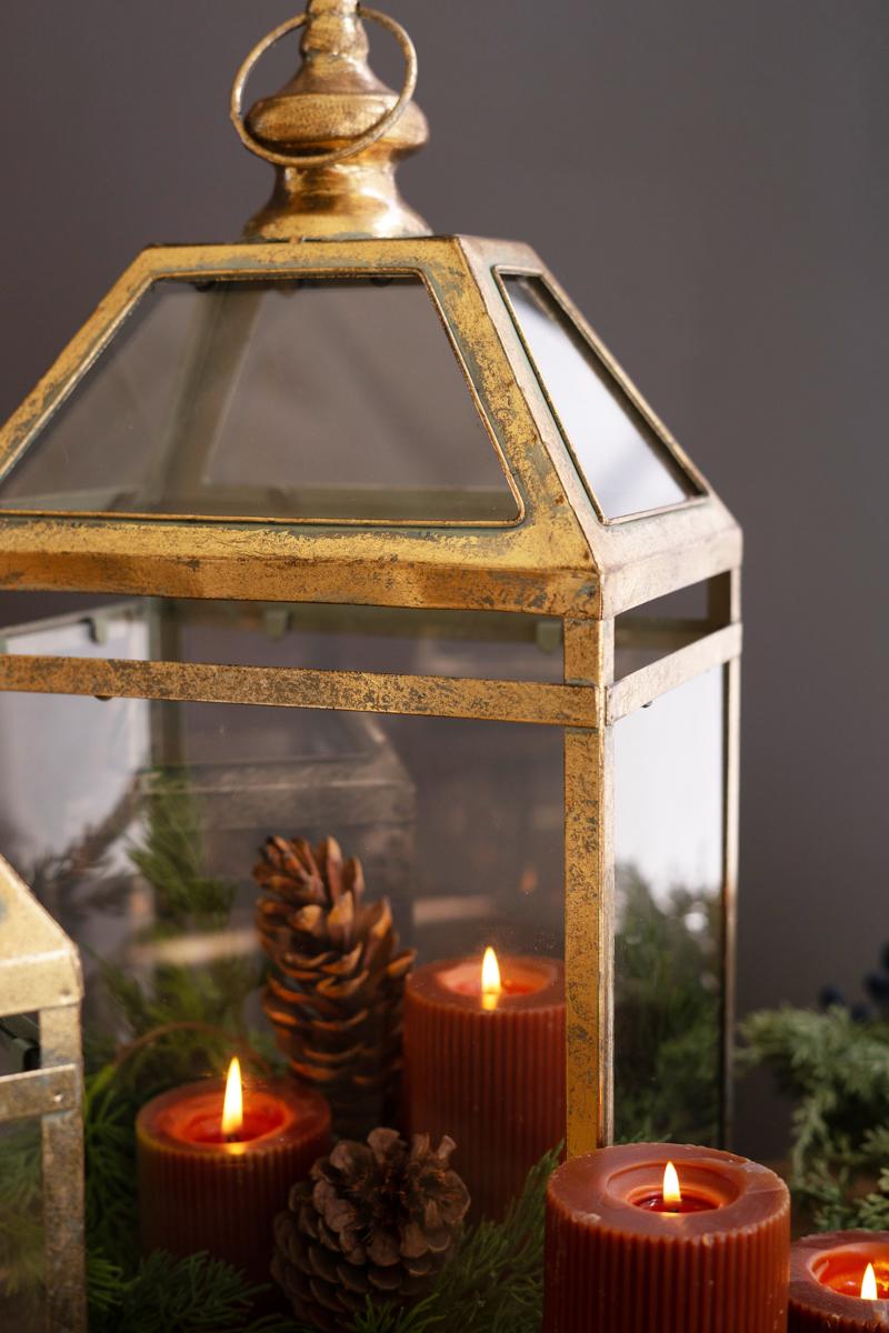 Antique Gold Christmas Lanterns - Set of 2