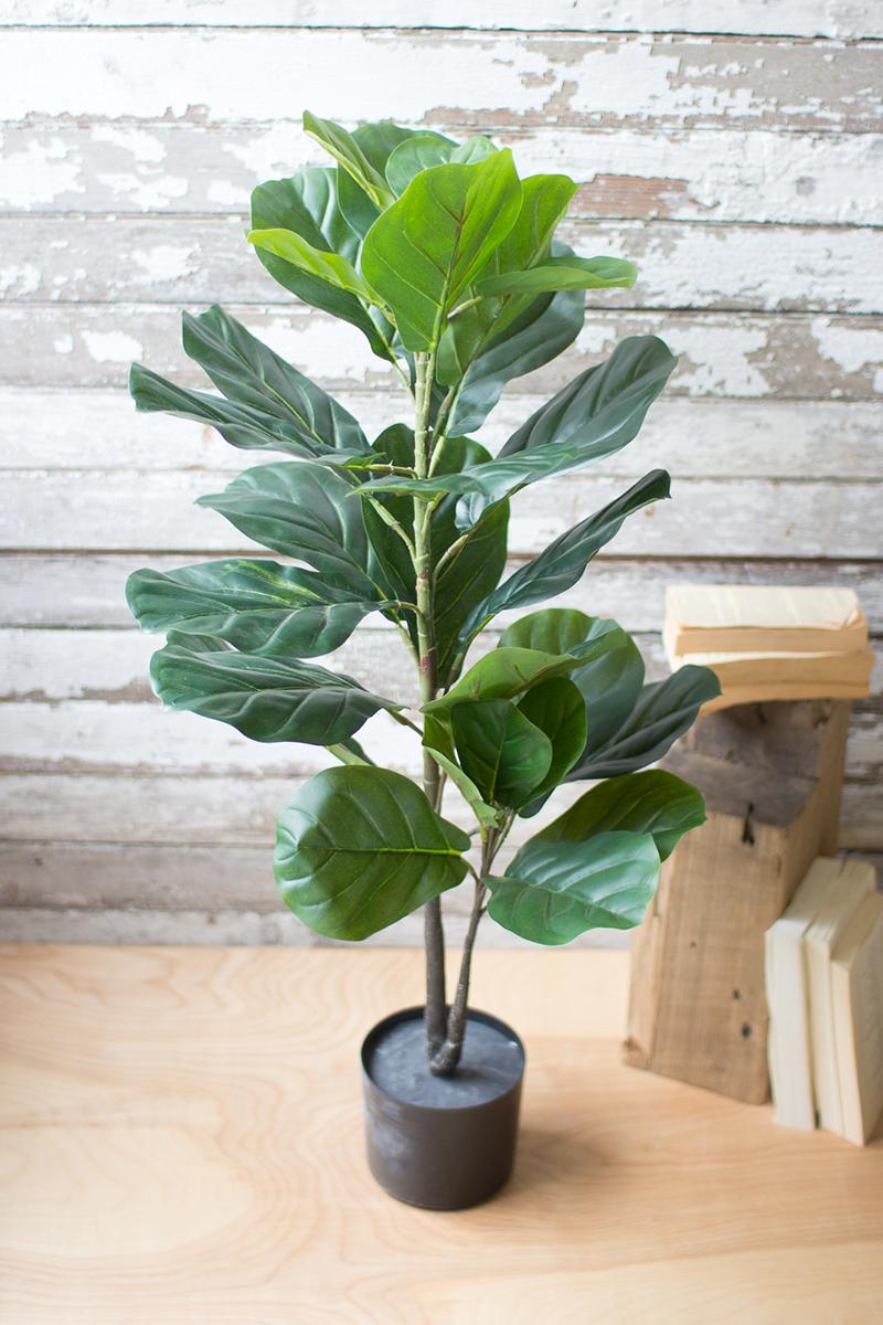 Faux Fiddle Leaf Fig in Black Pot