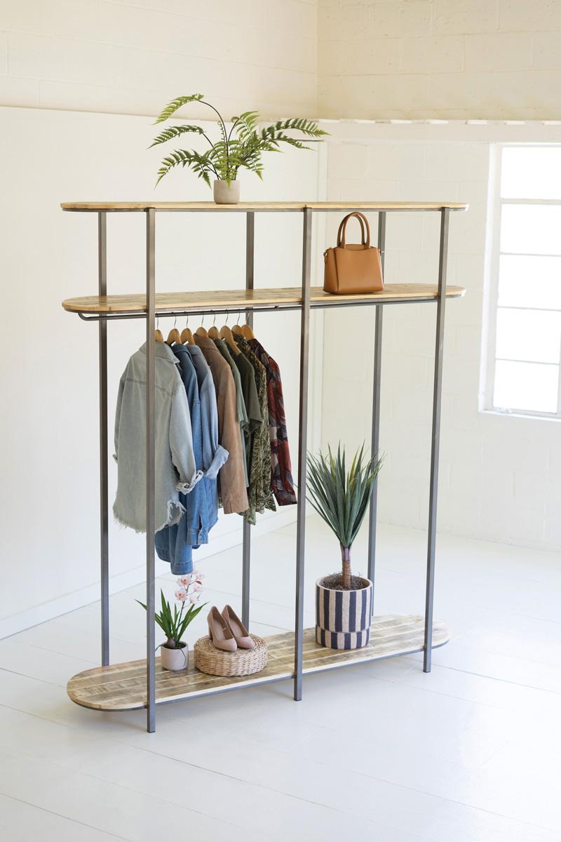 Iron and Recycled Wood Garment Display