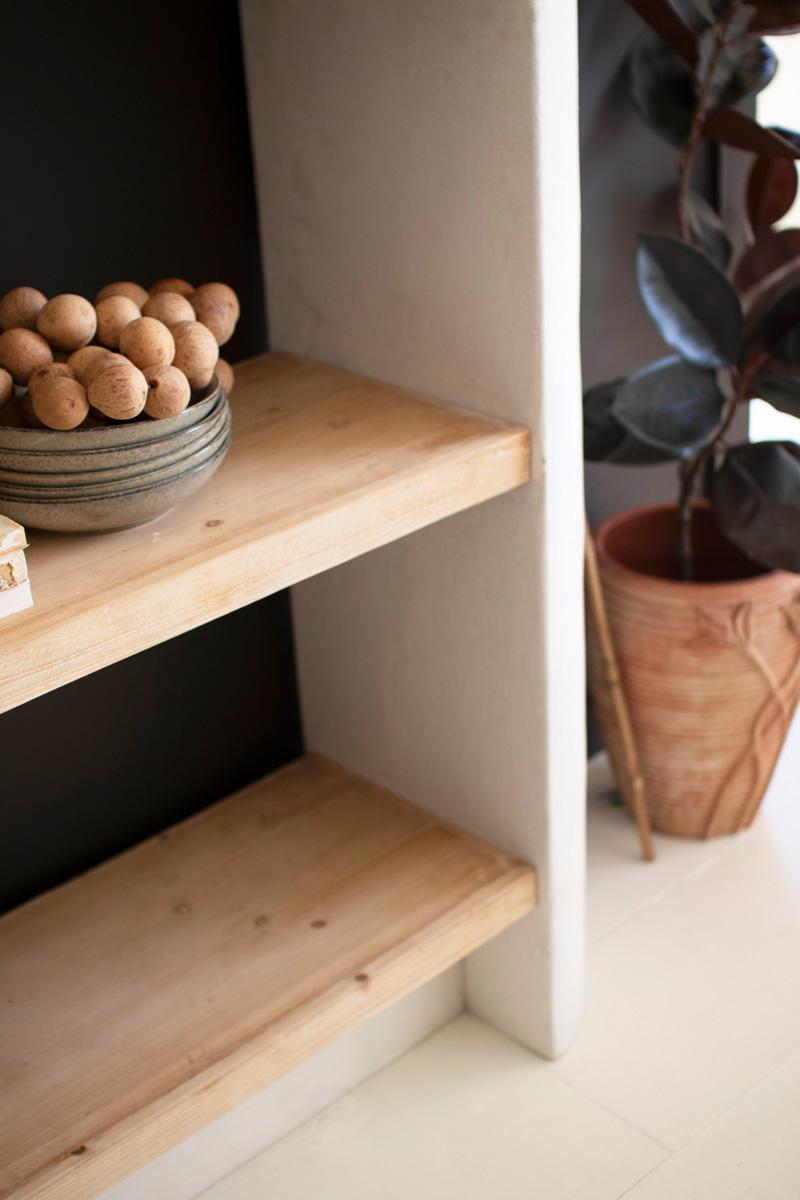 Textured Four-Shelf Wood Display Unit
