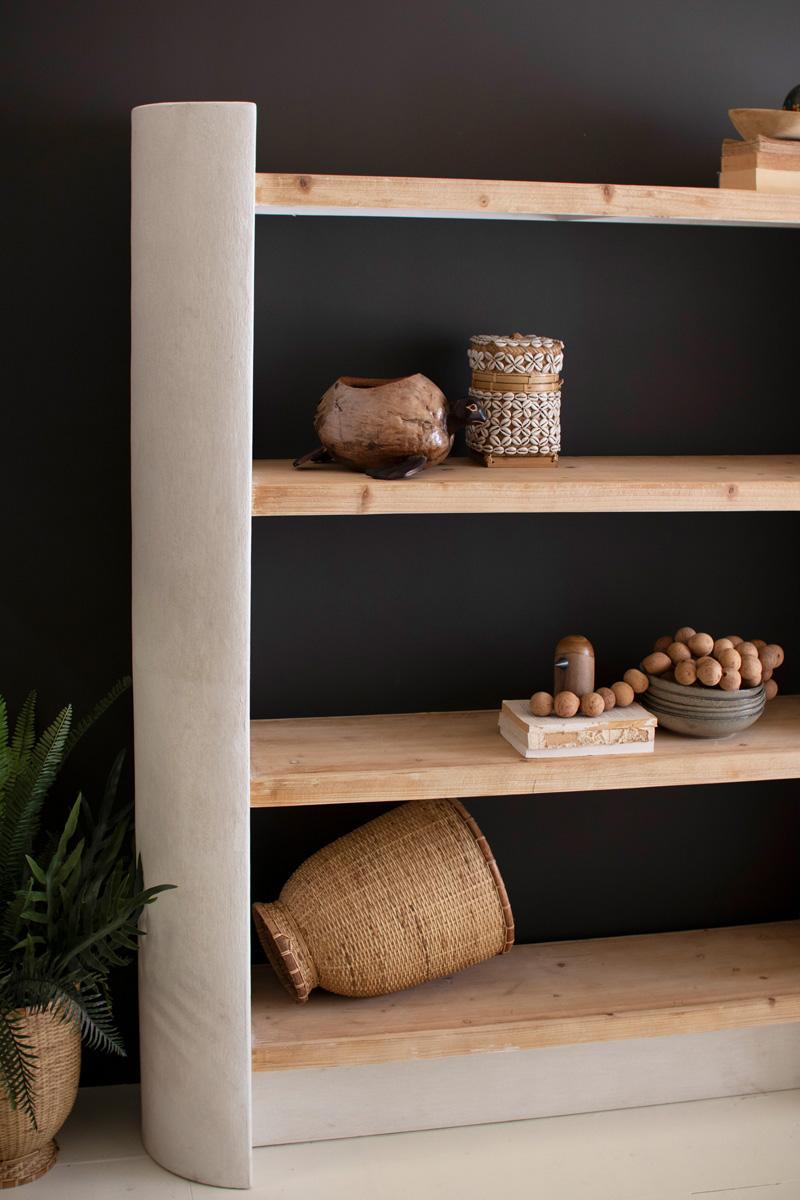 Textured Four-Shelf Wood Display Unit