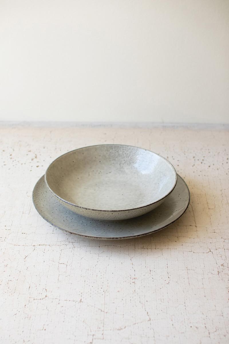 Oatmeal Ceramic Dinnerware Set - Plate and Bowl