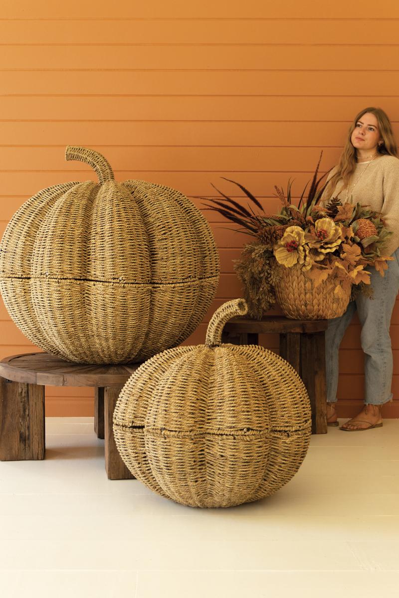 Giant Woven Vine Pumpkins - Set of 2