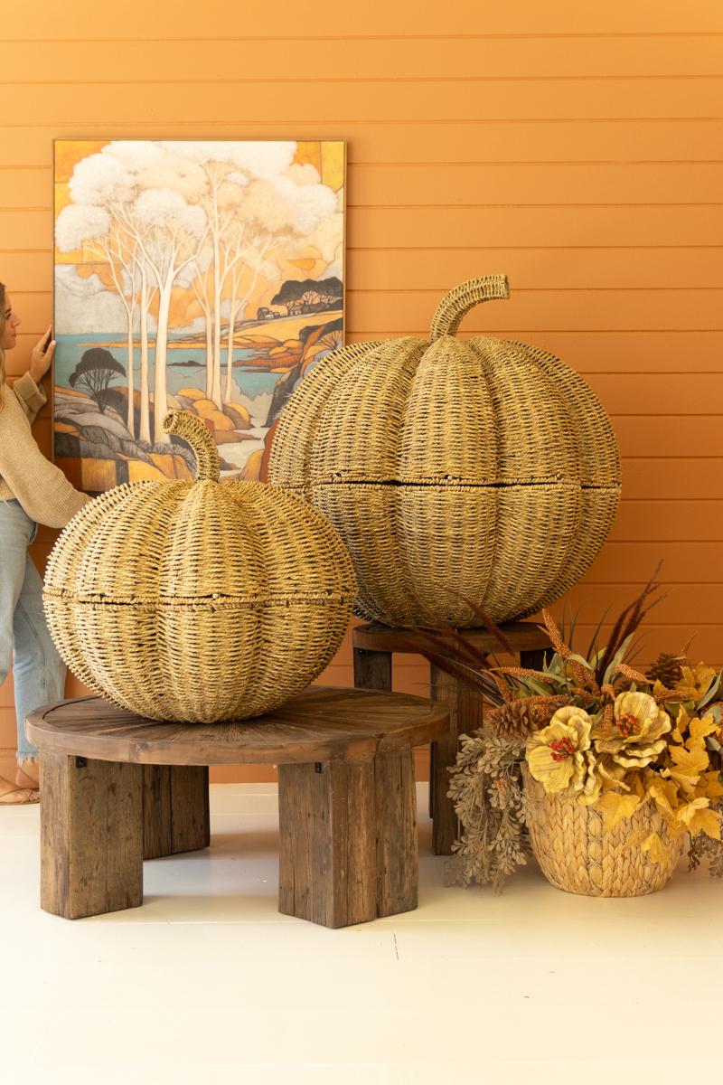 Giant Woven Vine Pumpkins - Set of 2