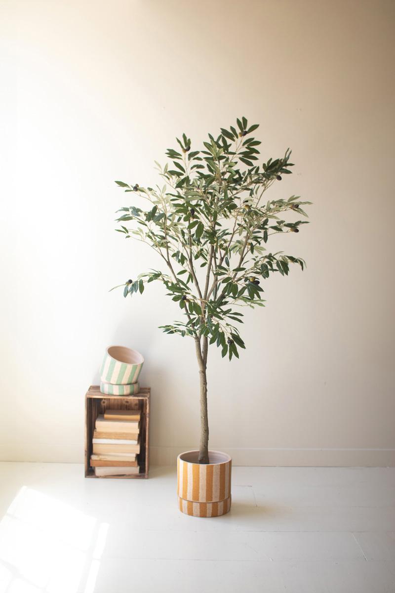 Tall Faux Olive Tree in Black Pot