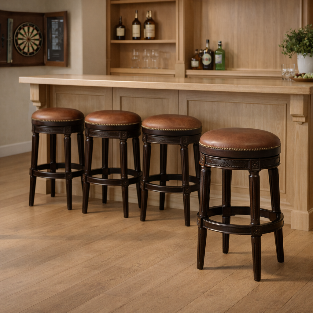 Backless Charlotte Swivel Barstool in Caramel