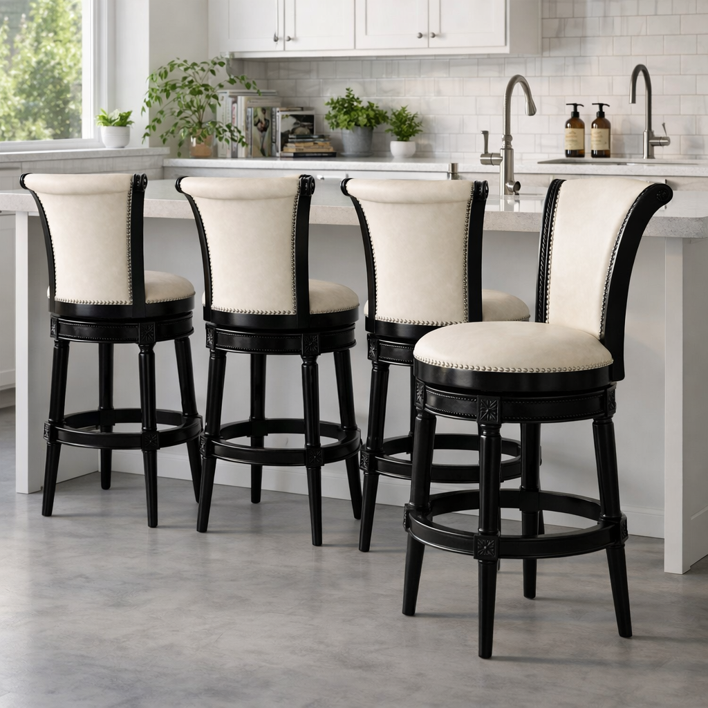 Charlotte Swivel Barstool in Black and Ivory
