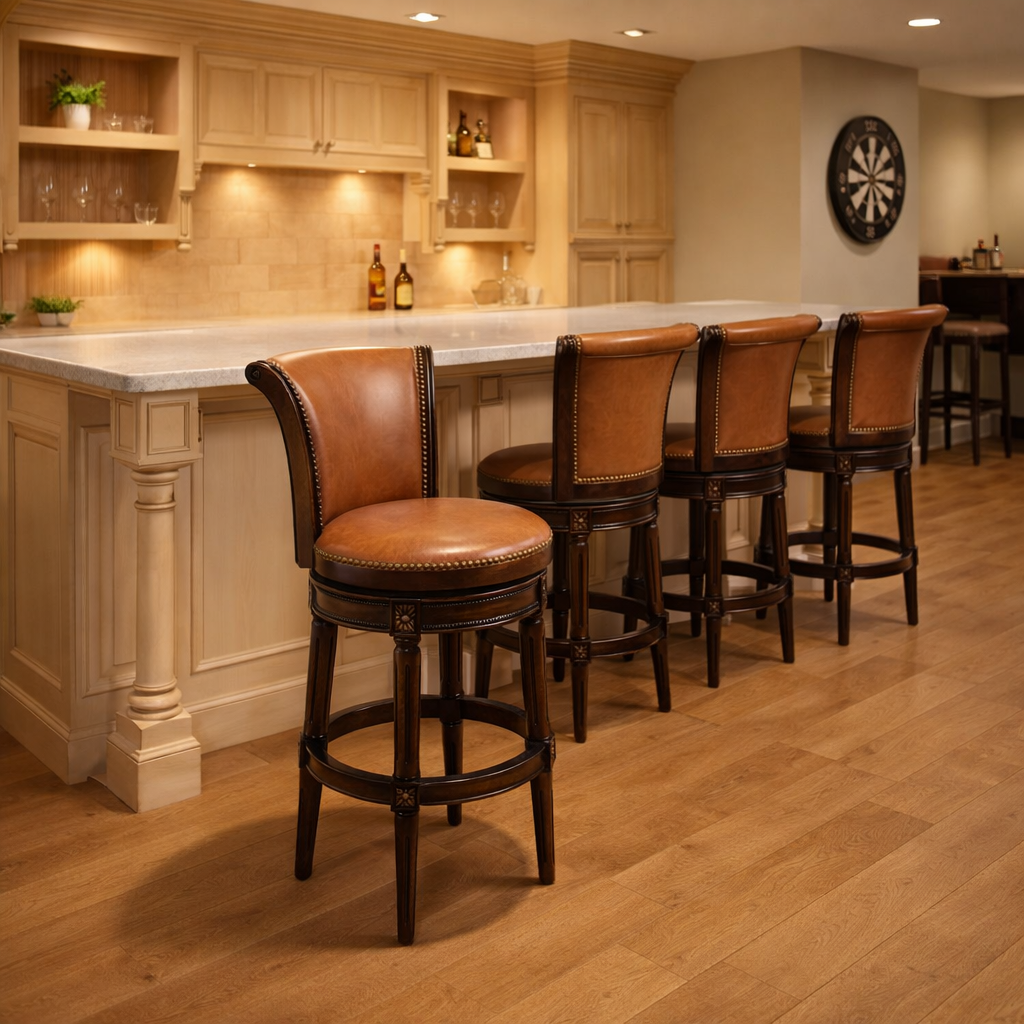Charlotte Swivel Barstool in Caramel