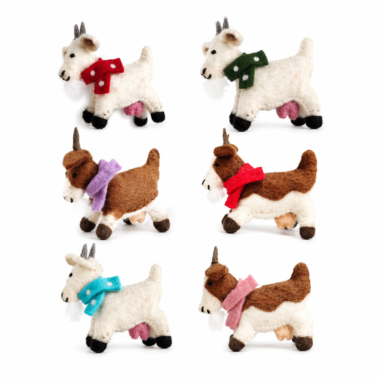 Felt Goat Ornament (Set of 6)