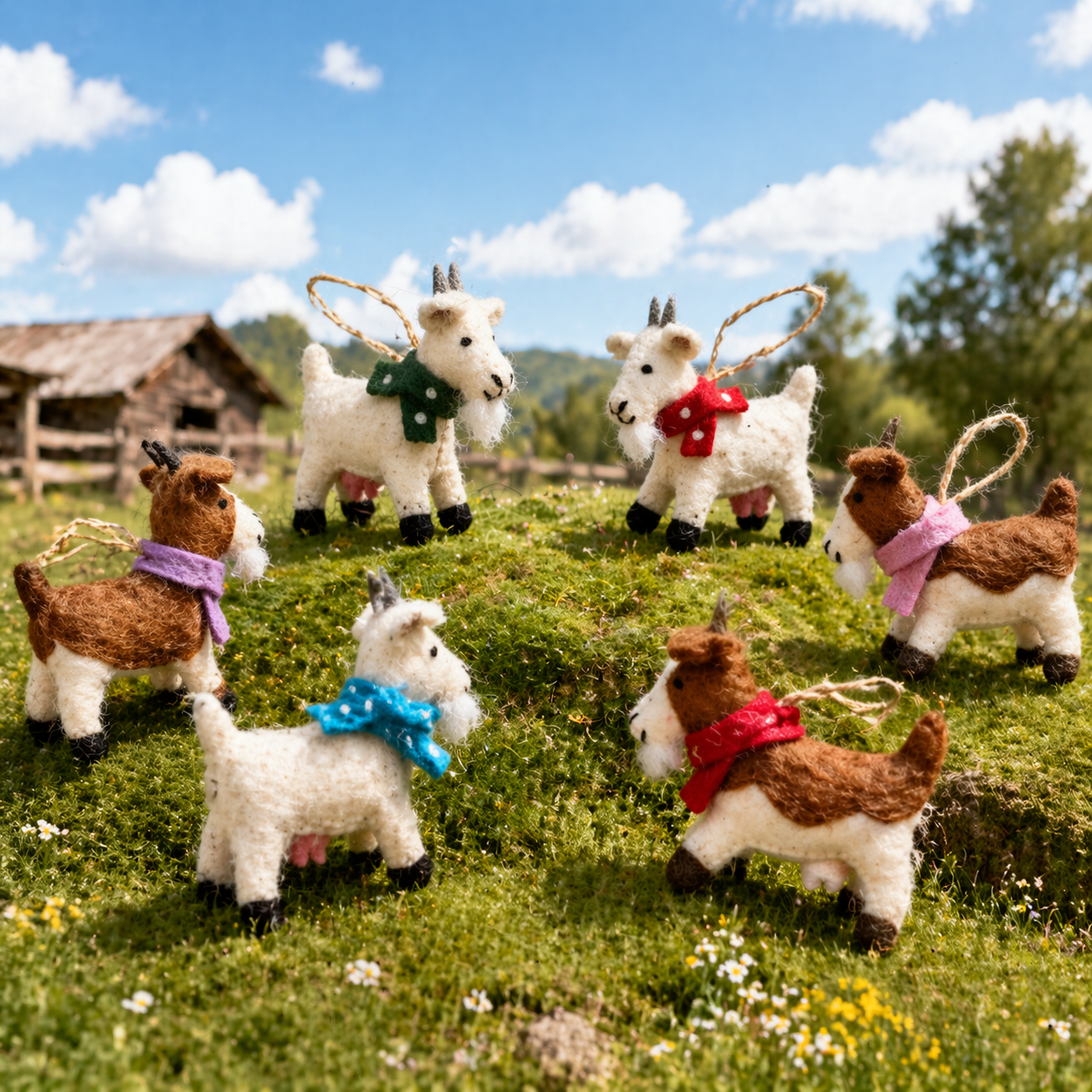 Felt Goat Ornament (Set of 6)