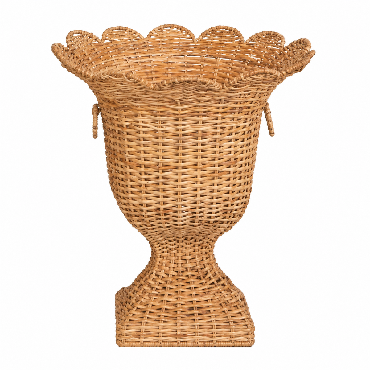 Square Scalloped Trim Wicker Urn and Pedestal (2 Options)