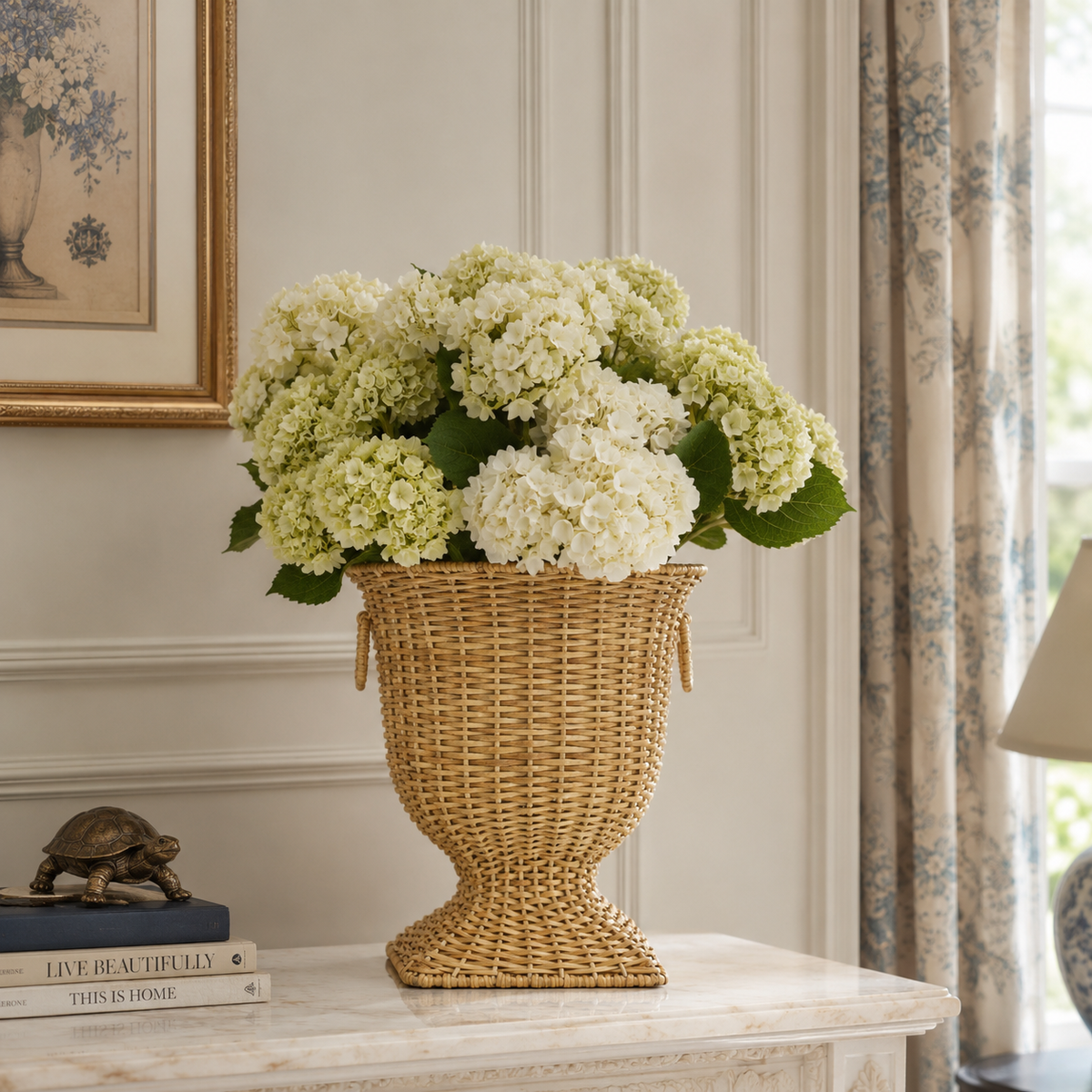 Square Wicker Urn and Pedestal (2 Options)
