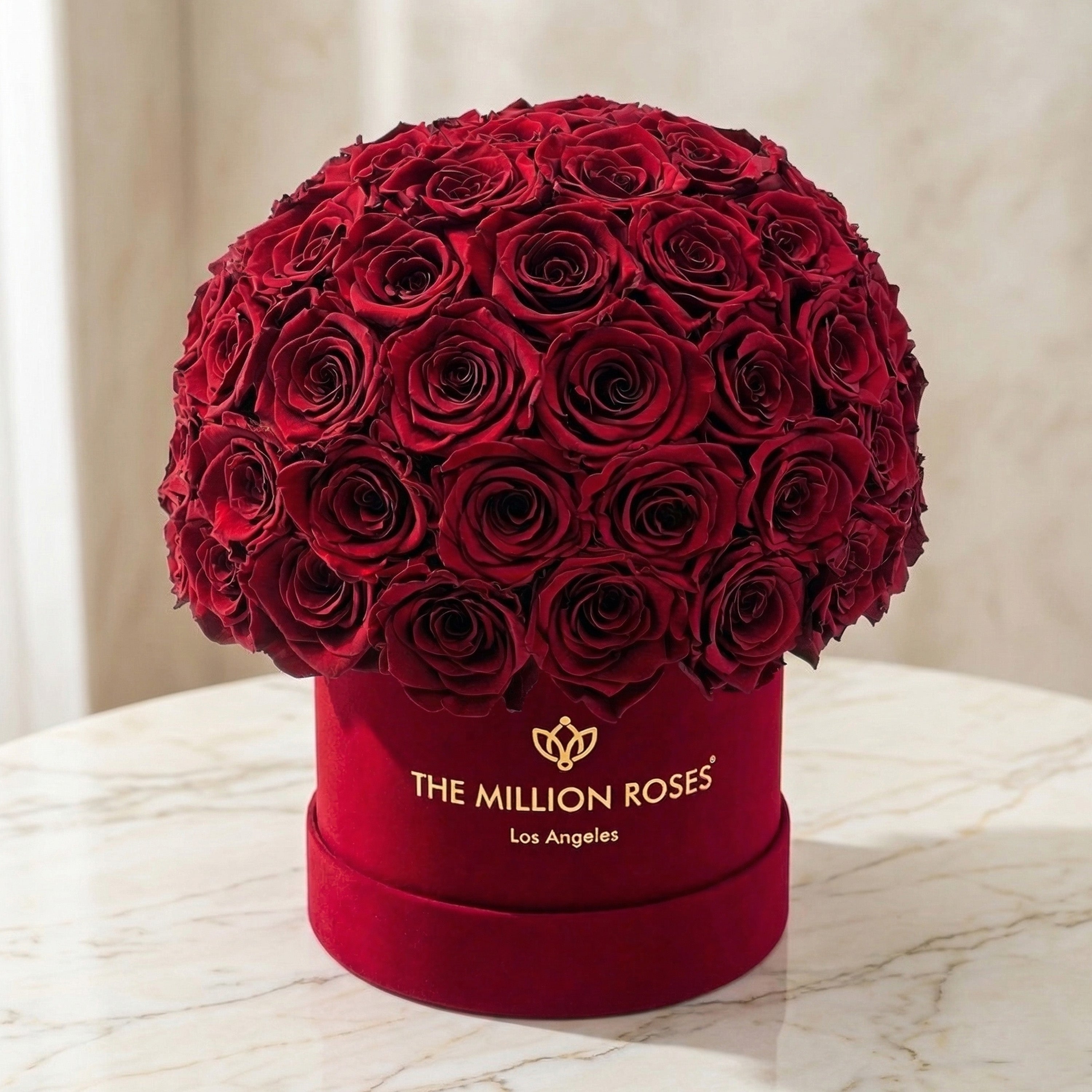 Classic Bordeaux Suede Superdome Box | Burgundy Roses