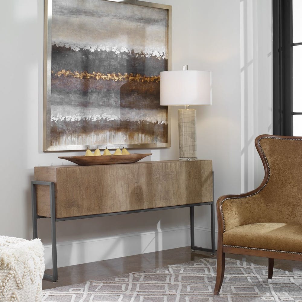 The Arden Oatmeal Wood Console Table