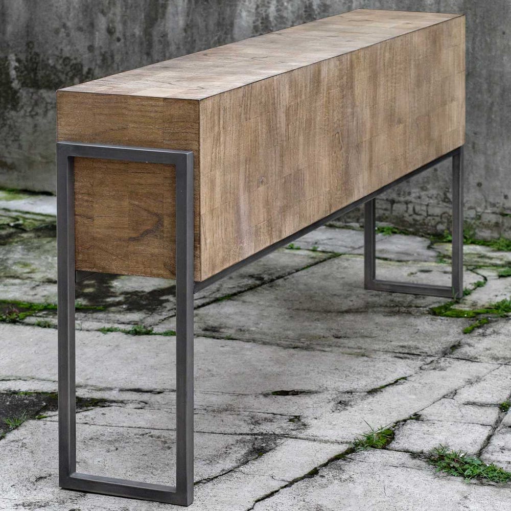 The Arden Oatmeal Wood Console Table