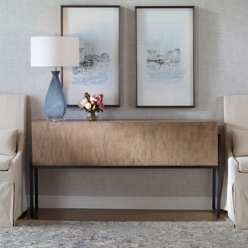 The Arden Oatmeal Wood Console Table