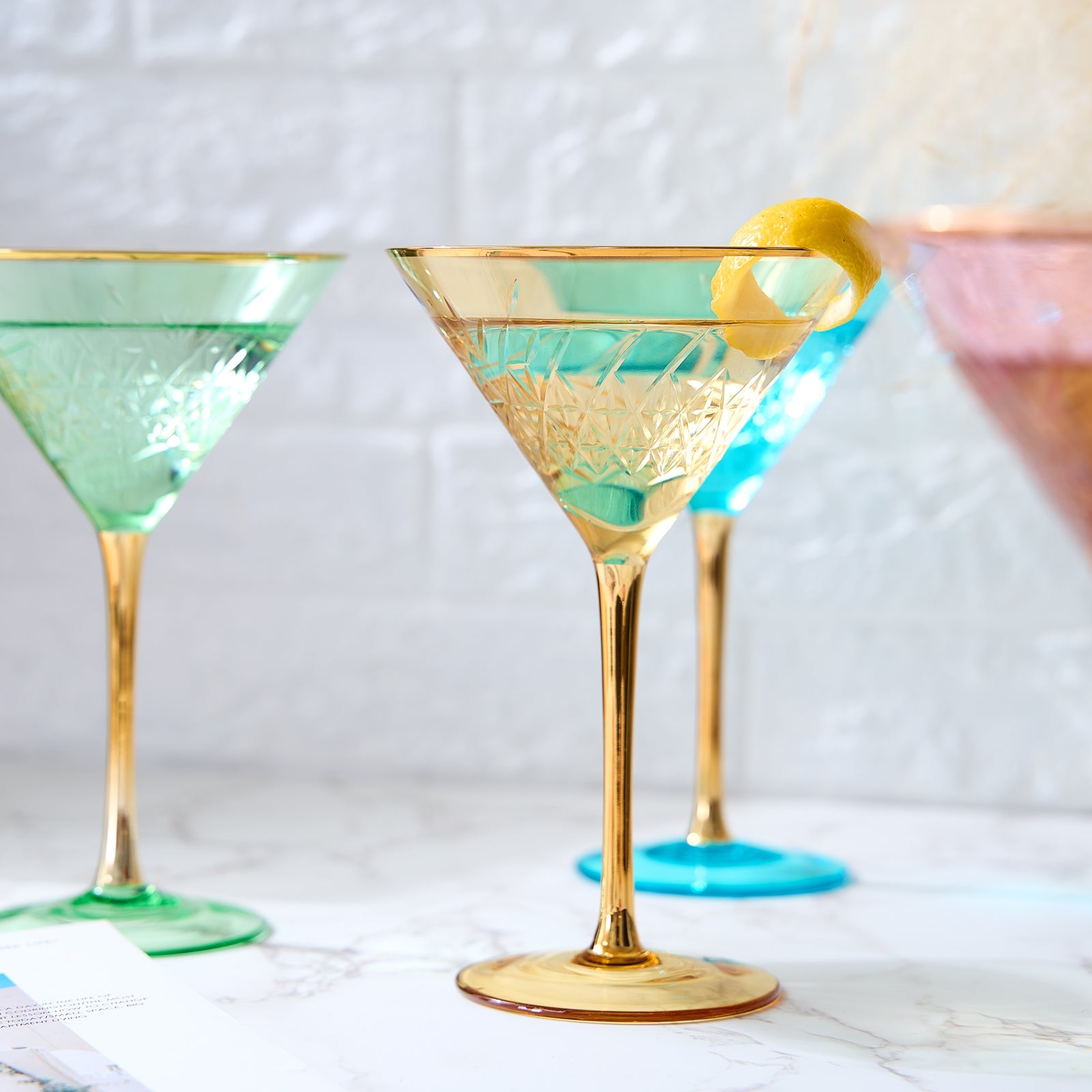 Gold Rimmed Crystal Martini Glasses 10 Oz Set Of 4 Classic Martini Glasses For Cocktails Wine Champa