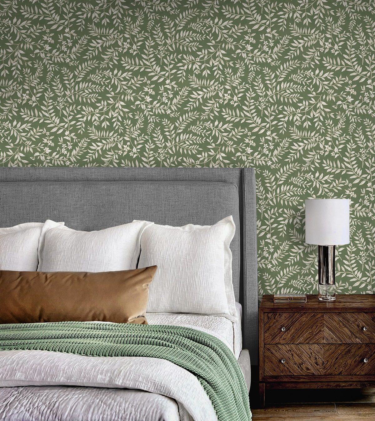 Vining Leaf Trail Premium Matte Non-Woven Peel and Stick Wallpaper