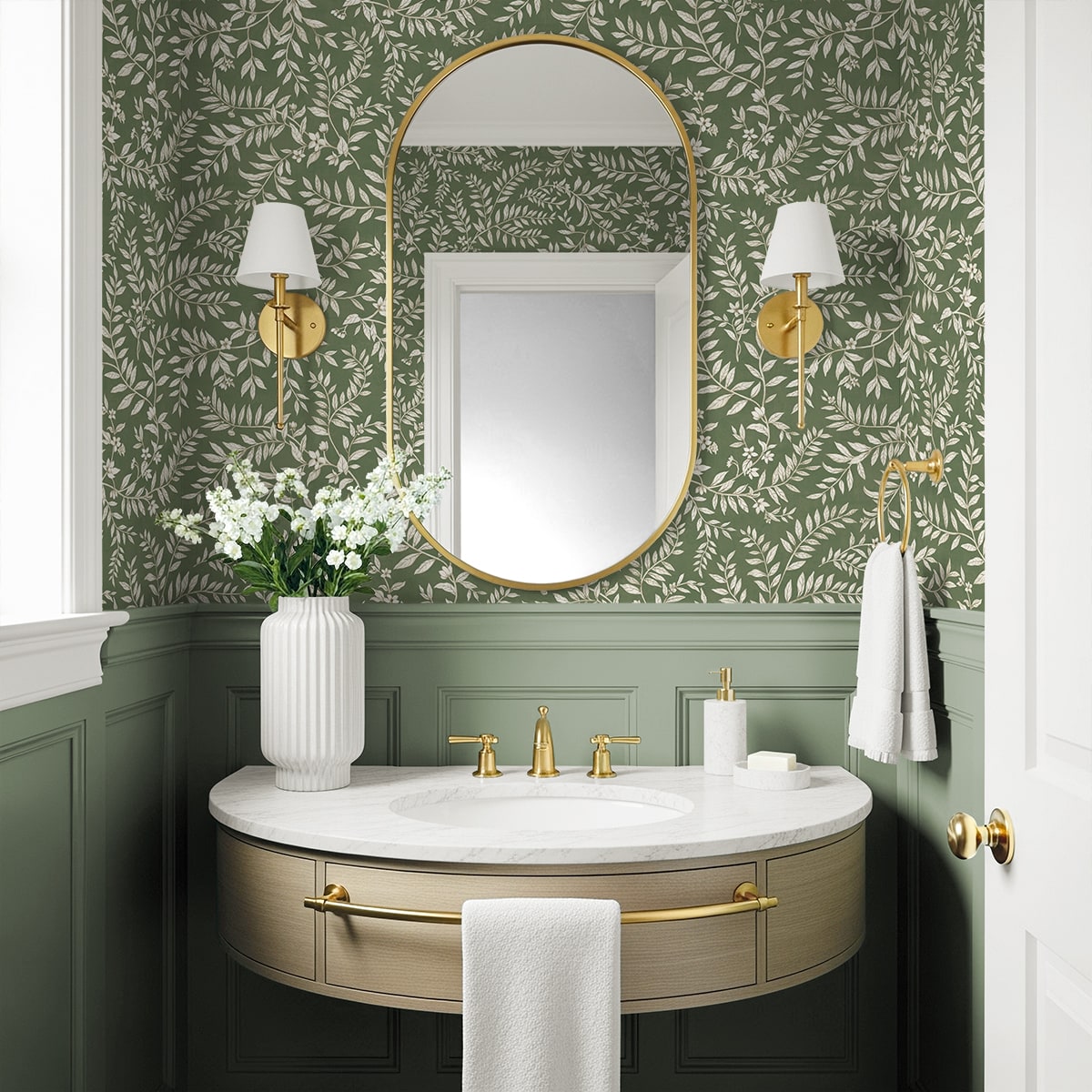Vining Leaf Trail Premium Matte Non-Woven Peel and Stick Wallpaper