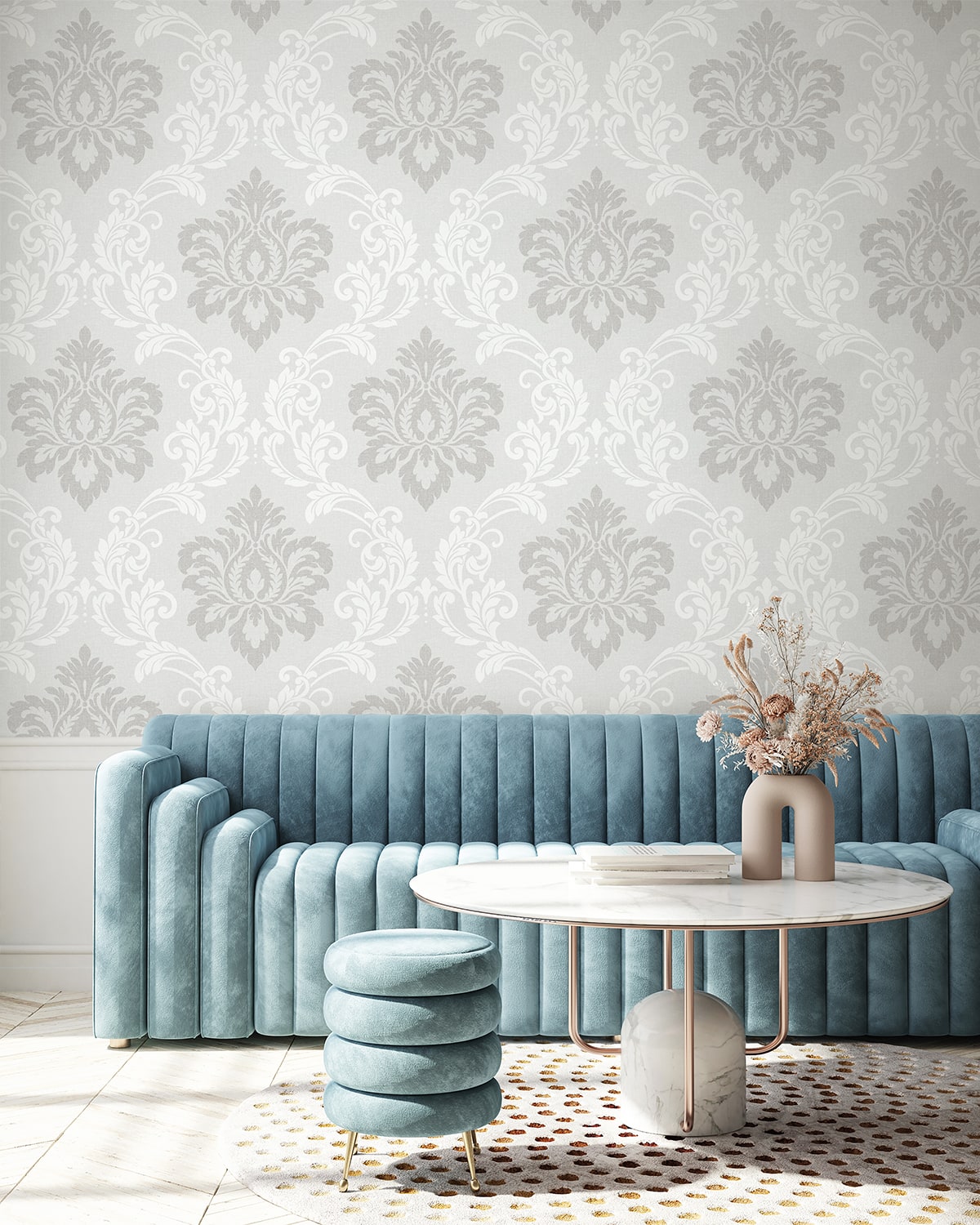 Deco 2 Damask Unpasted Wallpaper