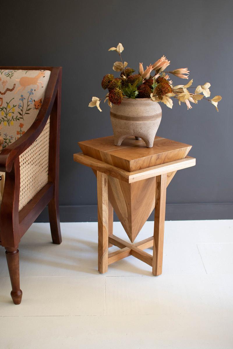 Teakwood Pyramid Side Table